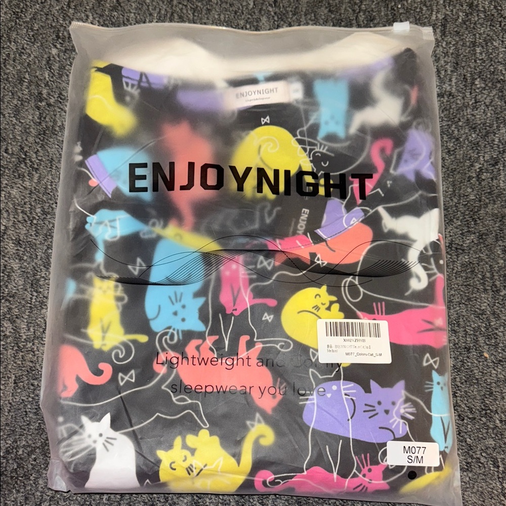 Colorful Cat Print Pajama Set- S/M